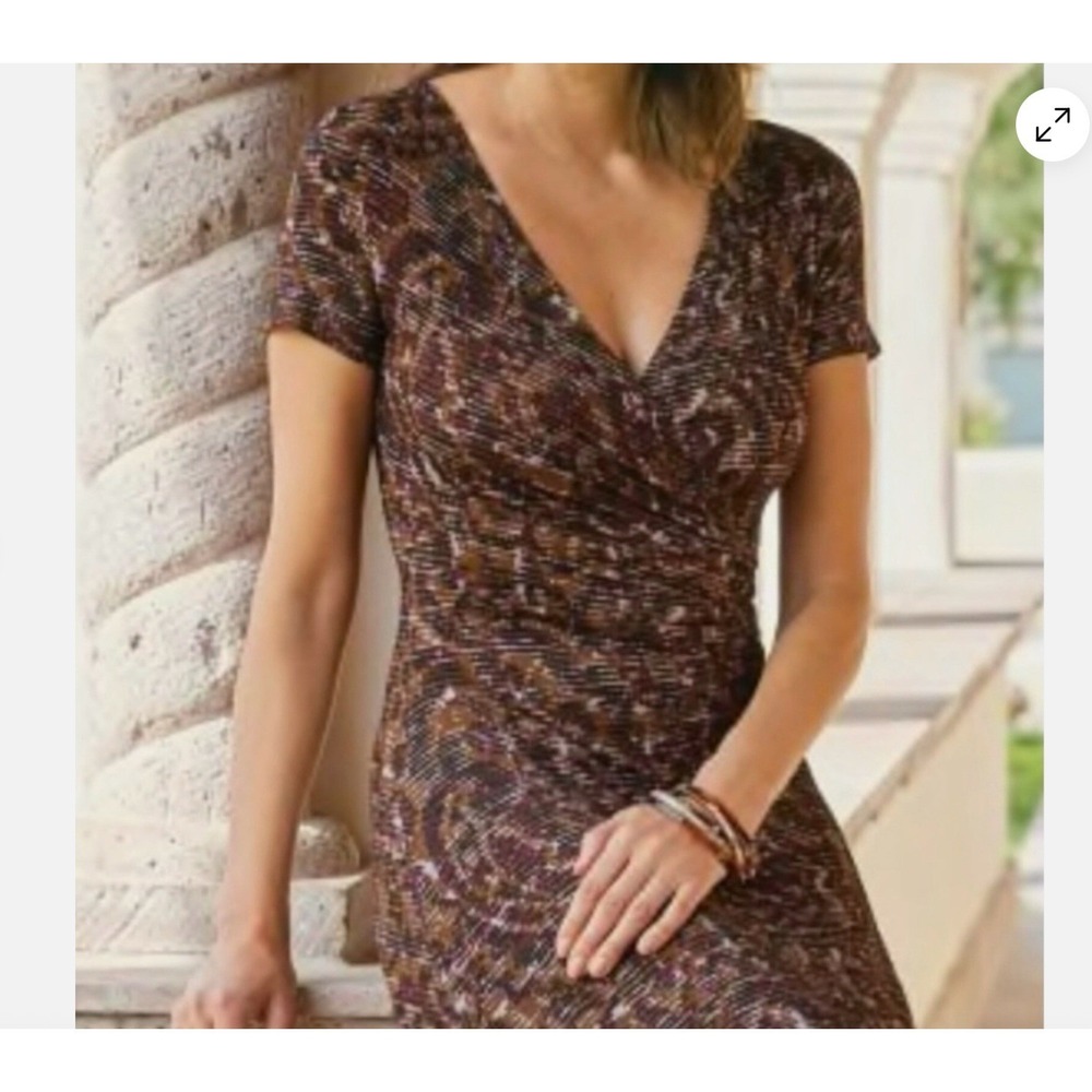 Soft Surroundings Joanna Short Sleeve Faux Wrap Jersey Maxi Dress XL Artsy Boho - Picture 2 of 16